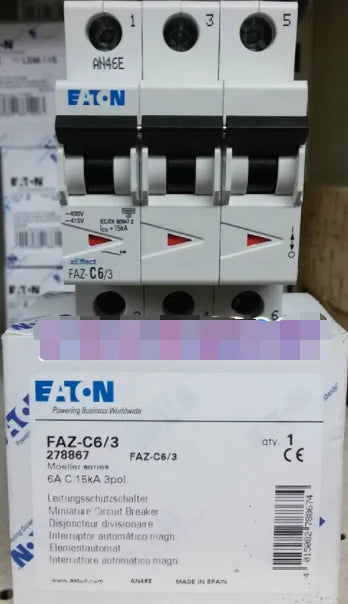 1PC  NEW   EATON  MOELLER  FAZ-C6/3  6A  3P   free shipping