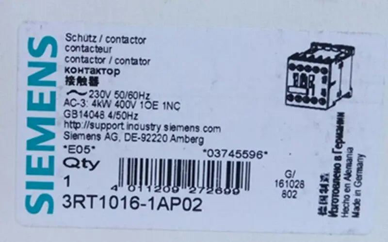 New Siemens 3RT1016-1AP02 contactor free shipping