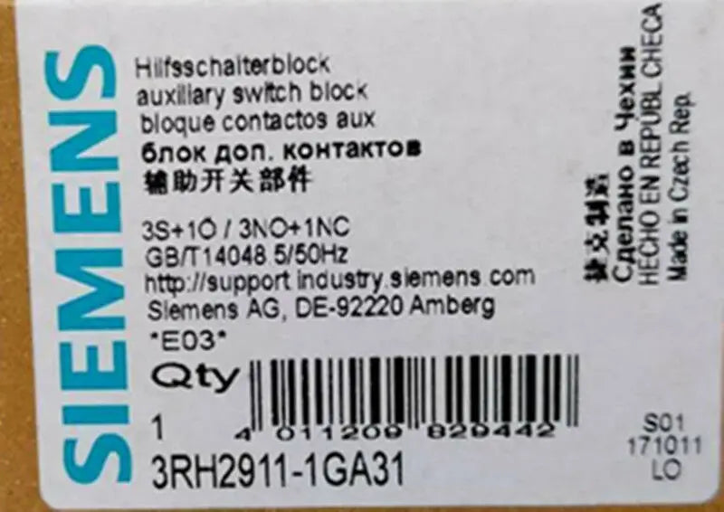 1PC  NEW   SIEMENS  3RH2911-1GA31   free shipping