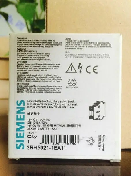 3RH5921-1EA11 3RH59 21-1EA11 New Siemens contactor auxiliary contacts free ship