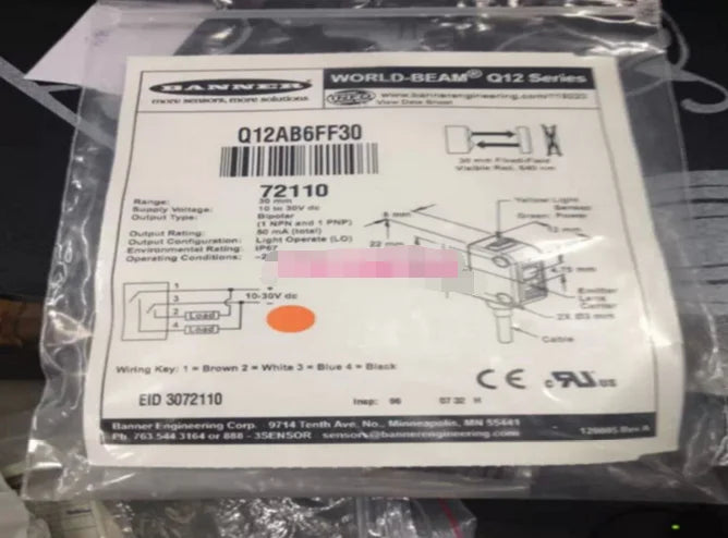 Q12AB6FF30 1PC New BANNER Photoelectric Switch Sensor free ship