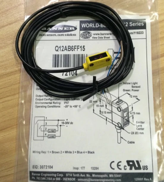 Q12AB6FF15 1PC New BANNER Photoelectric Sensor free shipping