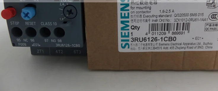 1pc     Siemens  3RU6126-1CB0 1.8-2.5A  Thermal  relay  free shipping