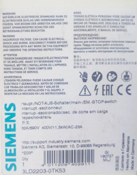 1PC  NEW   SIEMENS   3LD2203-0TK53  32A   free shipping