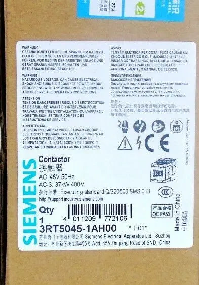 New Siemens 3RT5045-1AH00 contactor free shipping