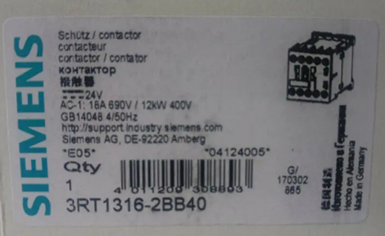 New Siemens 3RT1316-2BB40 contactor free shipping