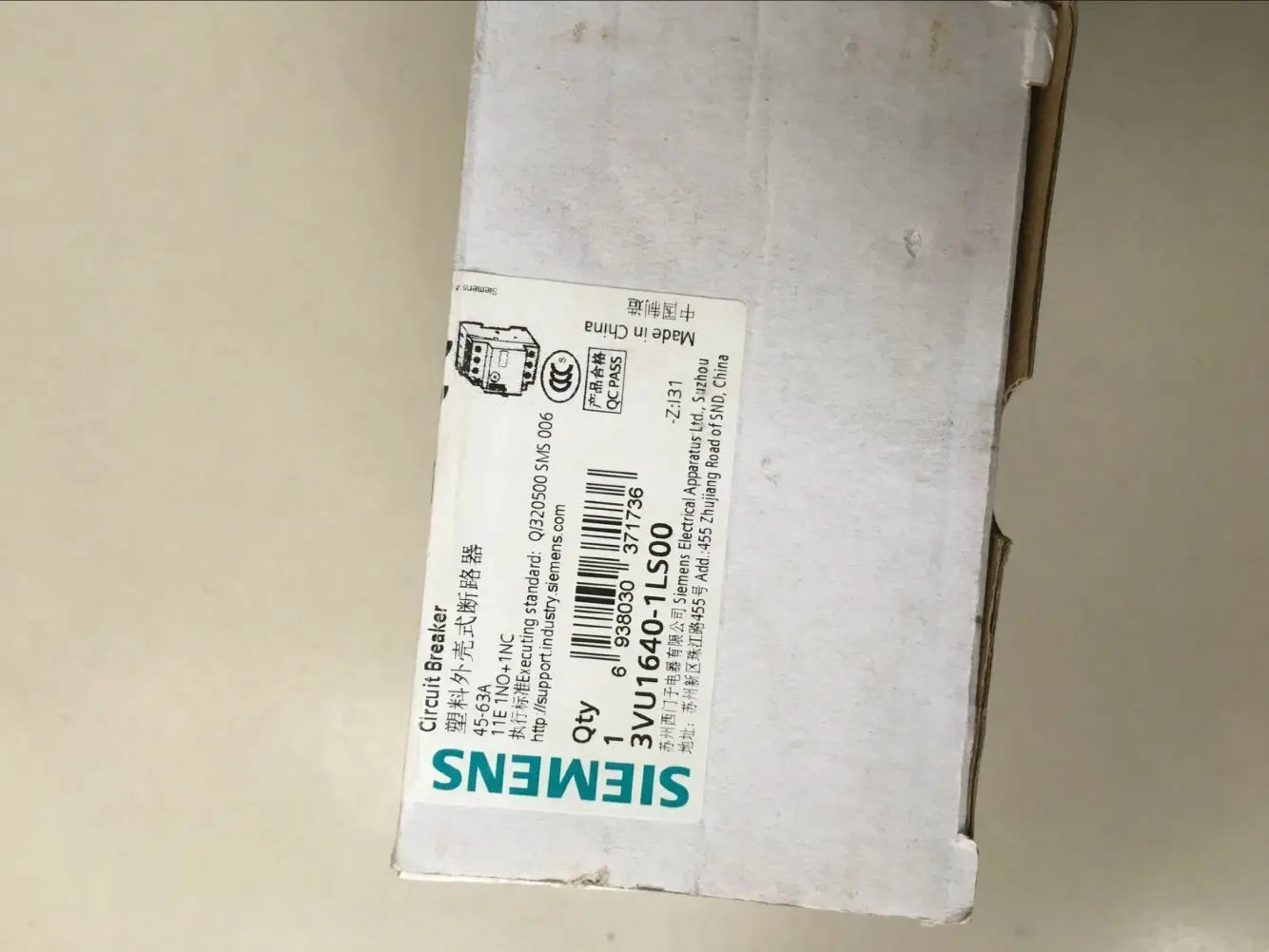 New Siemens 3VU1640-1LS00 Circuit Breaker free shipping
