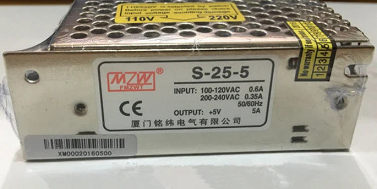 New  MW Switching power supply  S-25-5  5V/5A 12V/2A  free shipping