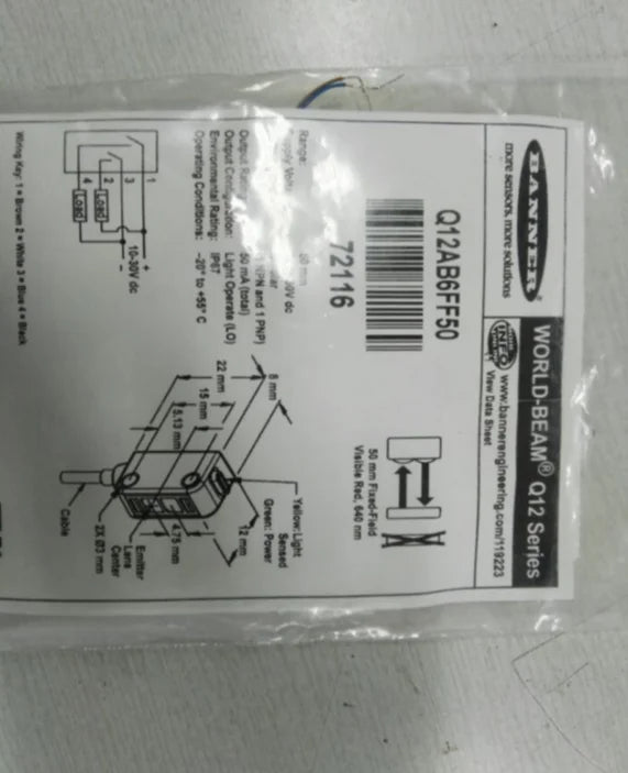 Q12AB6FF50 1PC New BANNER Photoelectric Sensor free ship