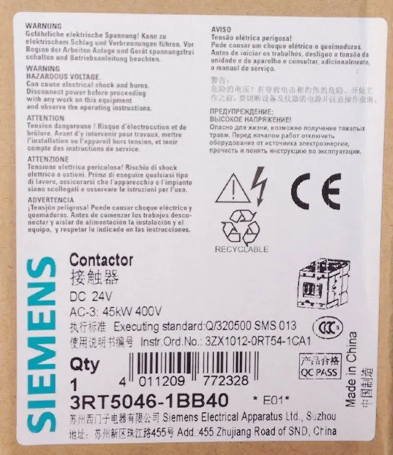 New Siemens 3RT5046-1BB40 contactor free shipping