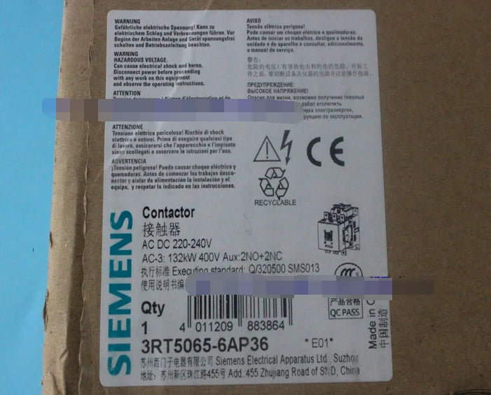 1pc      Siemens  3RT5065-6AP36  265A  contactor   free shipping