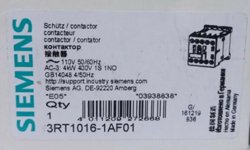 New Siemens 3RT1016-1AF01 contactor free shipping