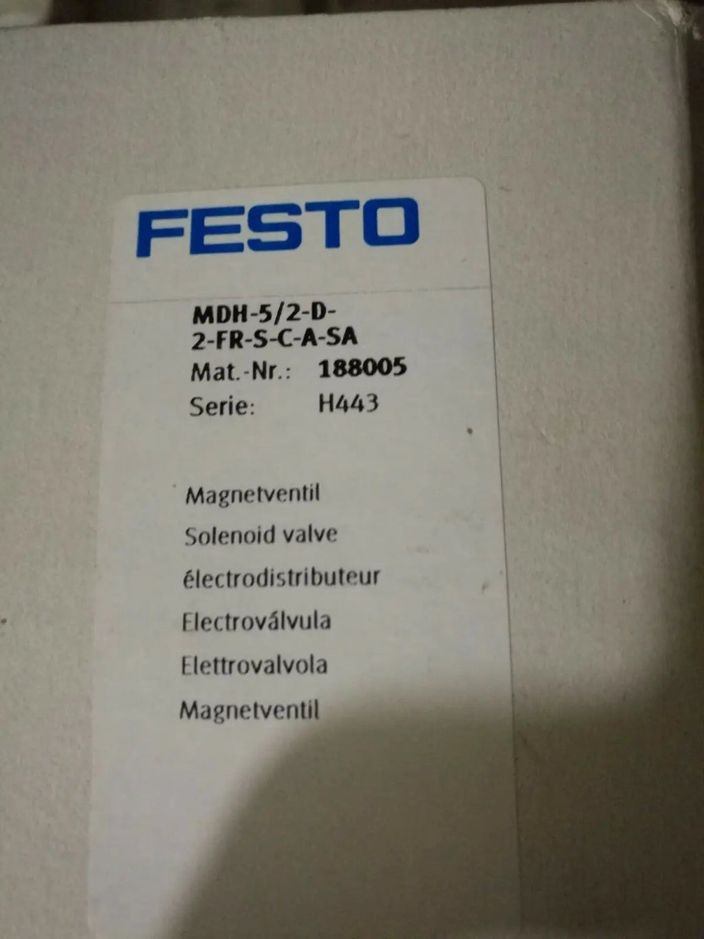 New FESTO MDH-5/2-D-2-FR-S-C-A-SA 188005 Solenoid Valve free shipping