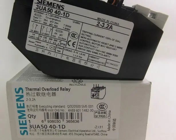 3UA5040-1D 2-3.2A 3UA50 40-1D New SIEMENS Thermal Overload Relay free shipping