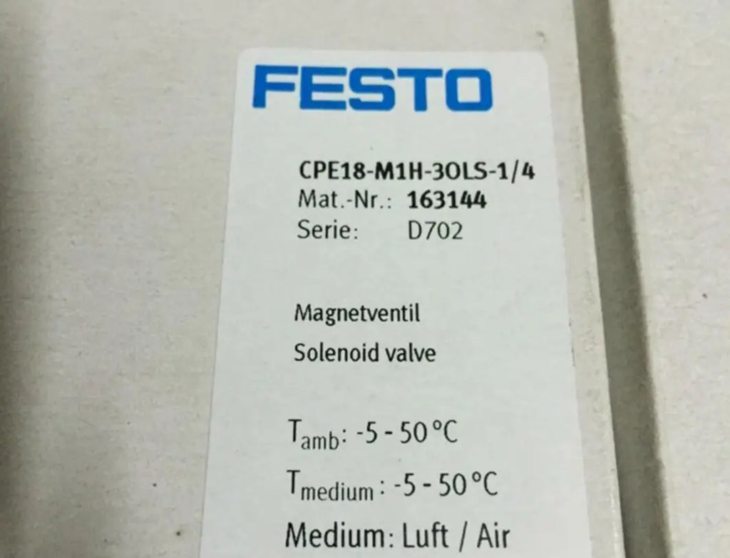 CPE18-M1H-3GLS-1/4 CPE18M1H3GLS1/4 163144 FESTO solenoid valve NEW