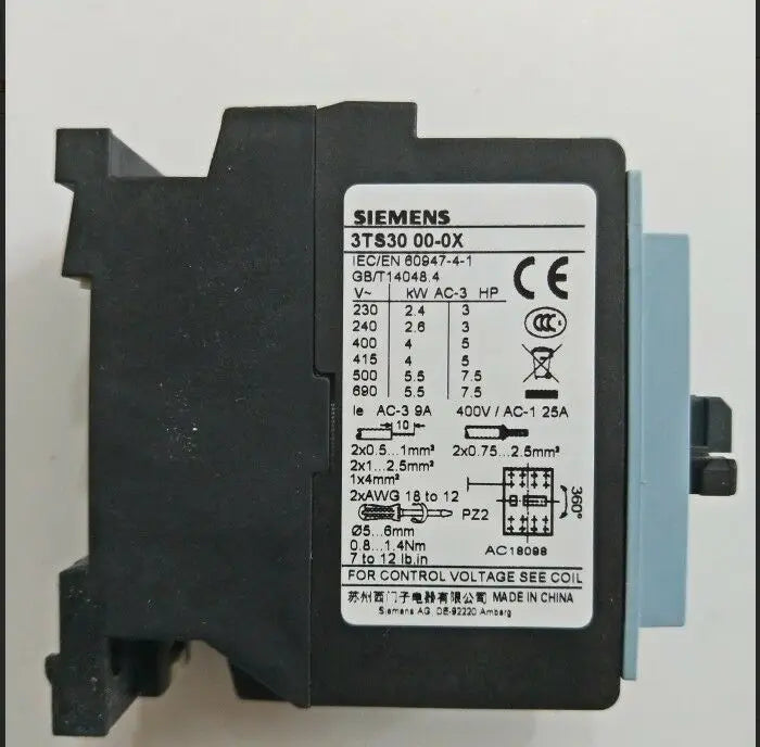 1pc     Siemens  3TS3000-0XM0   3TS3000-0X  9A  Ac contactor  free shipping