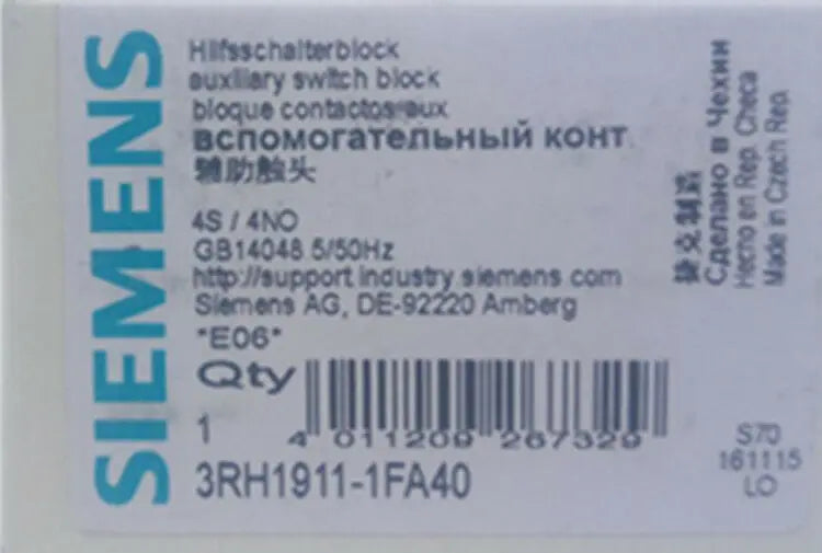 New Siemens 3RH1911-1FA40 free shipping