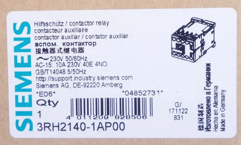 1PC  NEW   SIEMENS   3RH2140-1AP00  10A  230V    free shipping