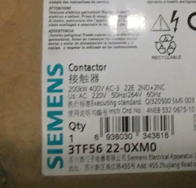 3TF5622-0XM0 3TF56220XM0 Current Contactor Siemens NEW