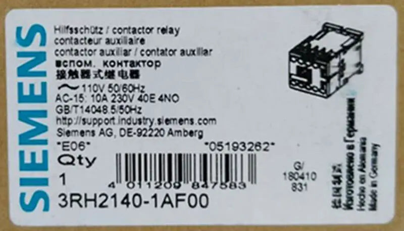 1PC  NEW   SIEMENS   3RH2140-1AF00   110V   free shipping