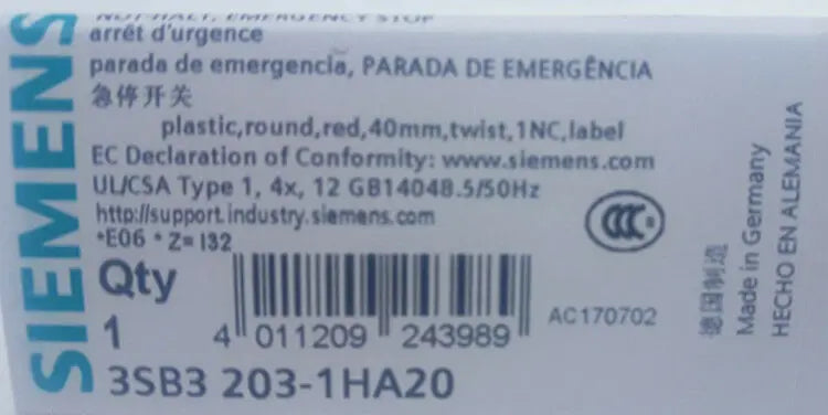 1PC  NEW   SIEMENS   3SB3203-1HA20   free shipping
