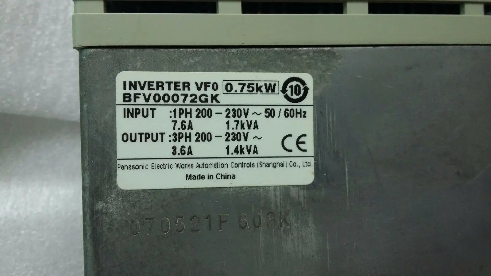 BFV00072GK 0.75KW 220V inverter VFO Tested Panasonic Used