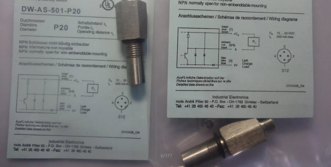 DW-AS-501-P20 DWAS501P20 Contrinex Proximity Switch sensor NEW IN BOX