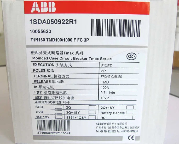 New ABB Molded case circuit breaker T1N160 TMD100/1000 FFC 3P free shipping