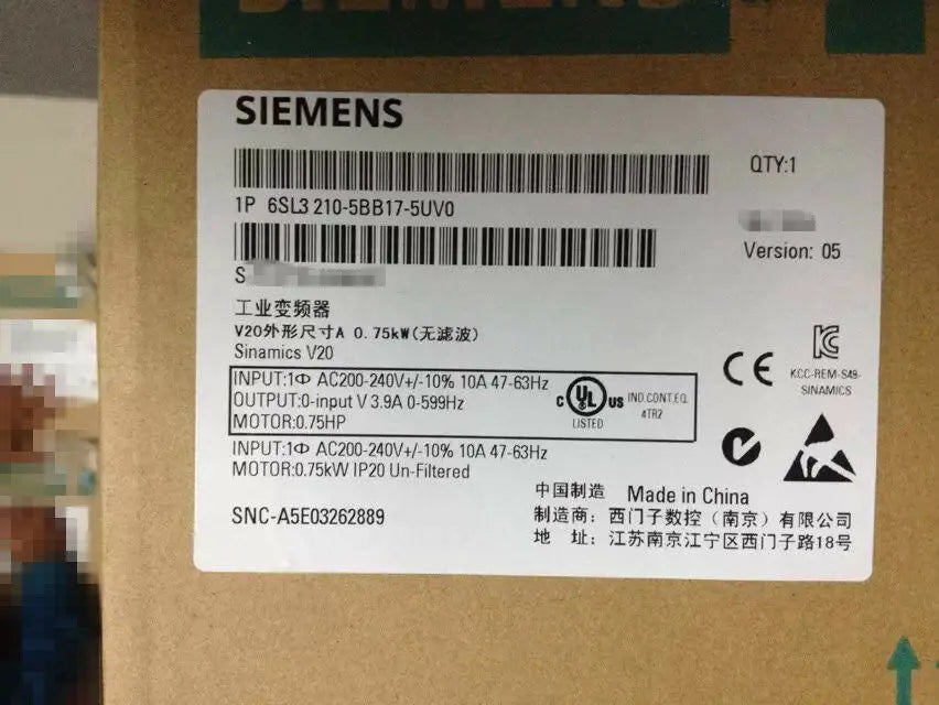 New Siemens 6SL3210-5BB17-5UV0 6SL3210-5BB17-5UVO free shipping