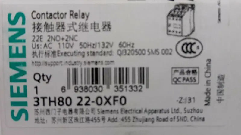 New Siemens 3TH8022-0XF0 contactor free shipping