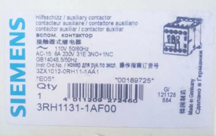 1PC  NEW   SIEMENS   3RH1131-1AF00  110V   free shipping