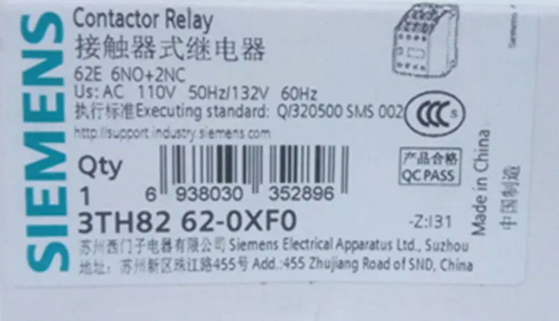 New Siemens 3TH8262-0XF0 3TH82 62-0XF0 relay free shipping