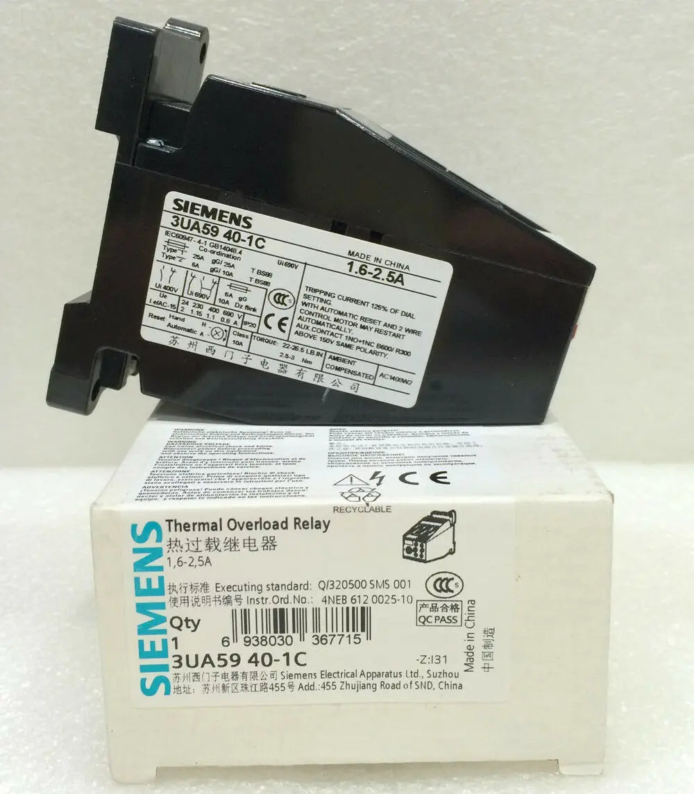 1pc      Siemens    3UA5940-1C  1.6-2.5A   Thermal  relay  free shipping