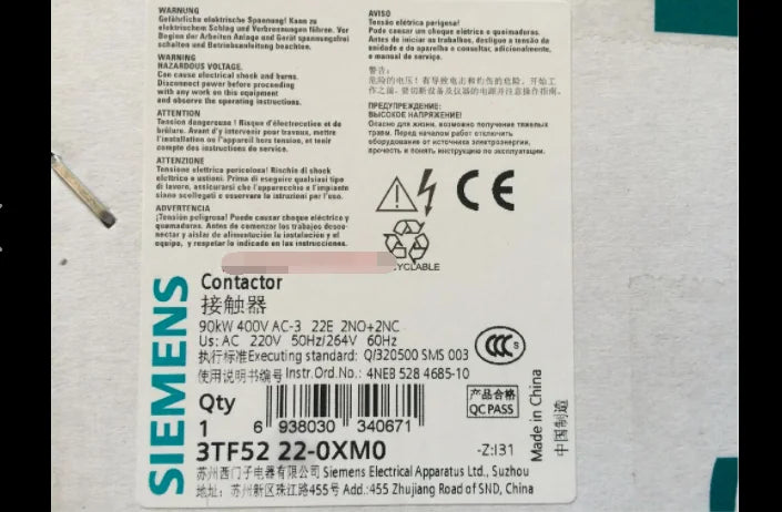 1pc      Siemens  3TF5222-0XM0  3TF5222-0X  contactor   free shipping