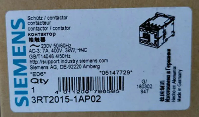 1PC  NEW   SIEMENS  3RT2015-1AP02  230V  free shipping