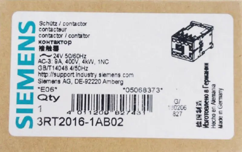 New Siemens 3RT2016-1AB02 contactor free shipping