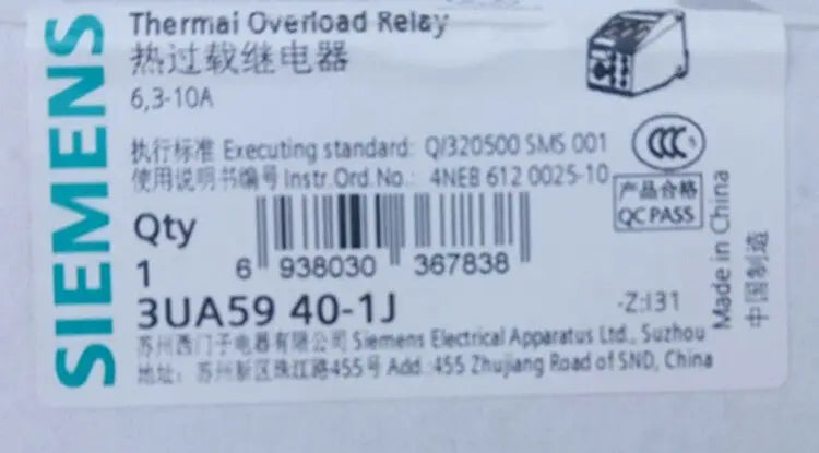 1PC  NEW   SIEMENS   3UA5940-1J  6.3-10A  free shipping