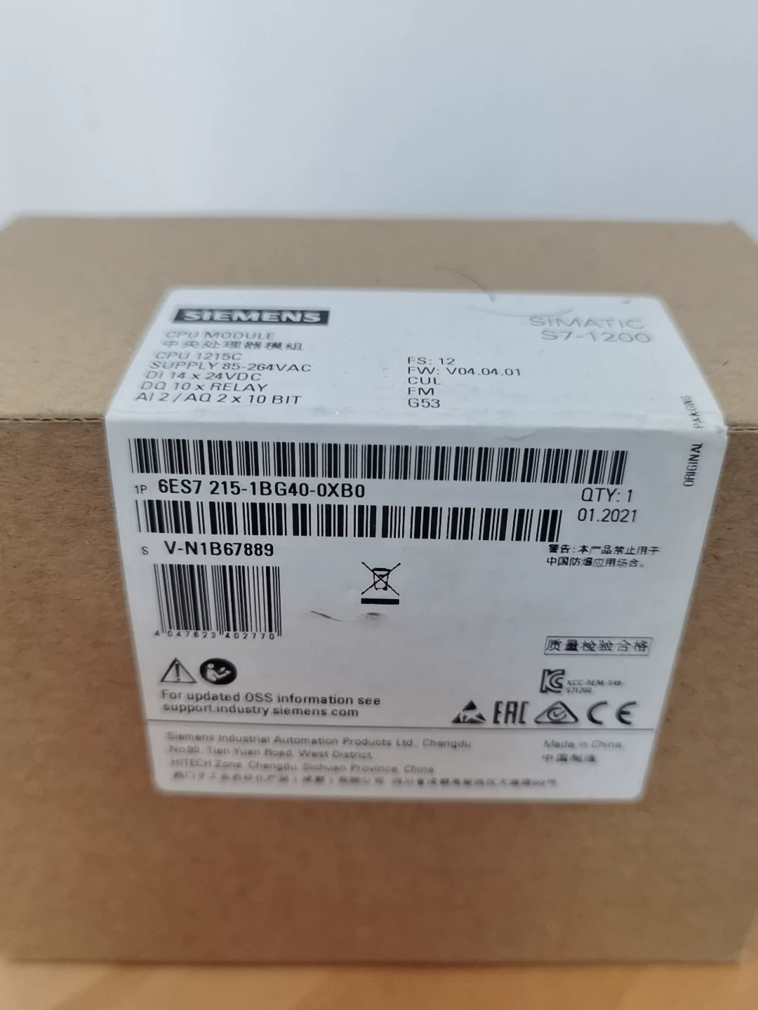 1PC New for Siemenz 6ES7215-1BG40-0XB0