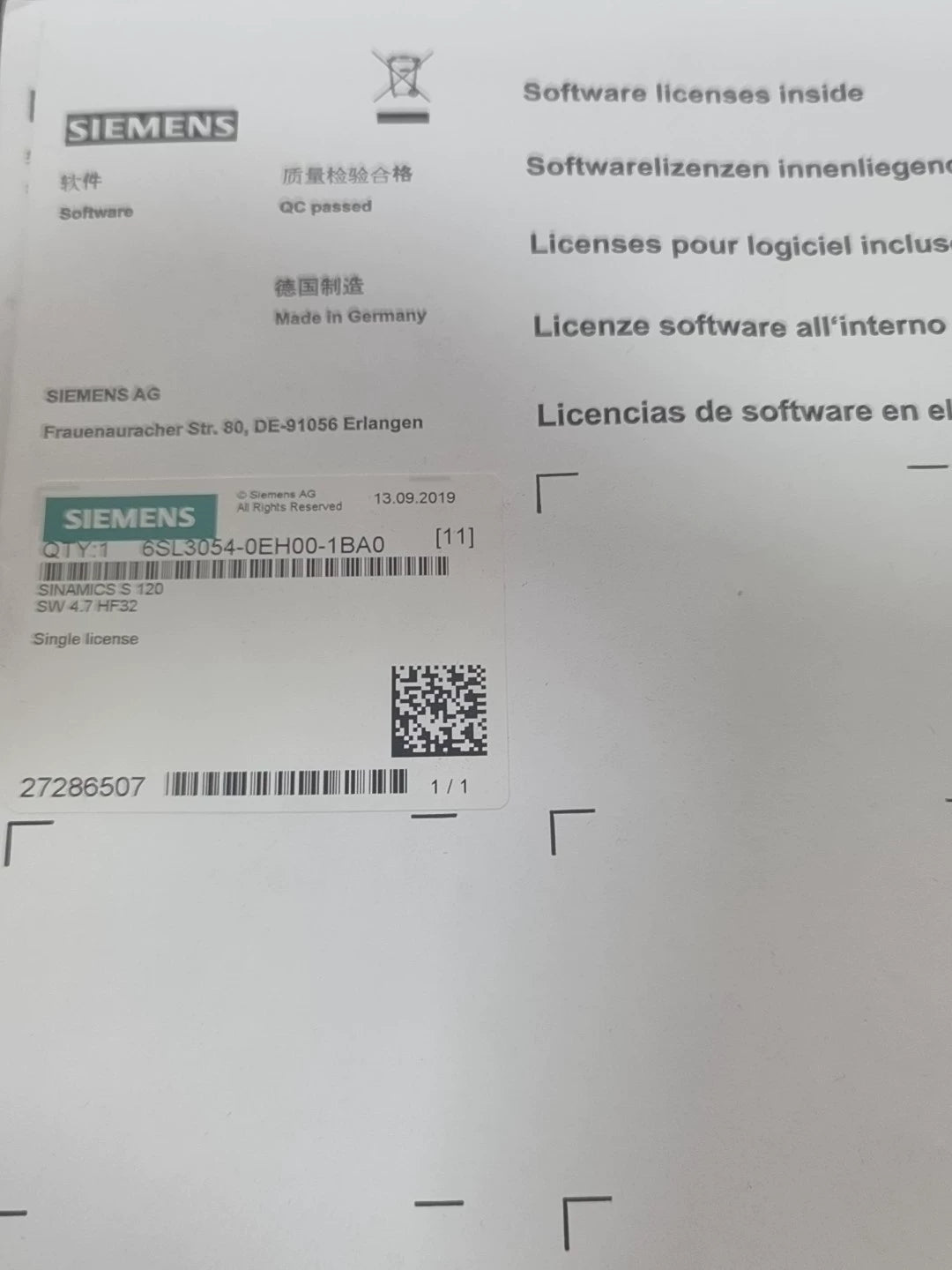 1PC New for Siemenz 6SL3054-0EH00-1BA0